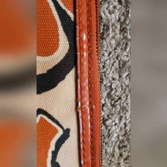 COACH Poppy Glam Scarf Print Floral Tote Bag Orange Patent Leather Hangtag Y2K - Picture 8 of 15